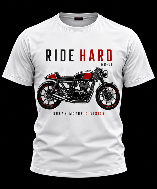 Ride Hard White - Unisex AOP Oversized Tee
