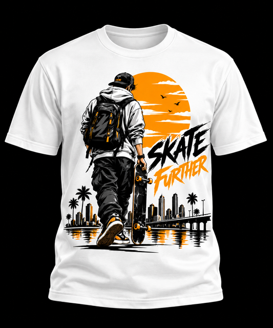 Skate Fighter White - Unisex AOP Oversized Tee